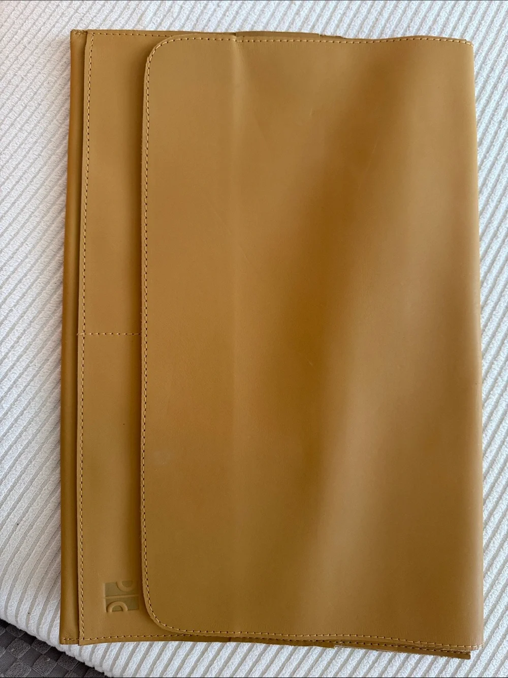 Leather Folio Laptop Clutch in Camel Tan by Purse and Clutch